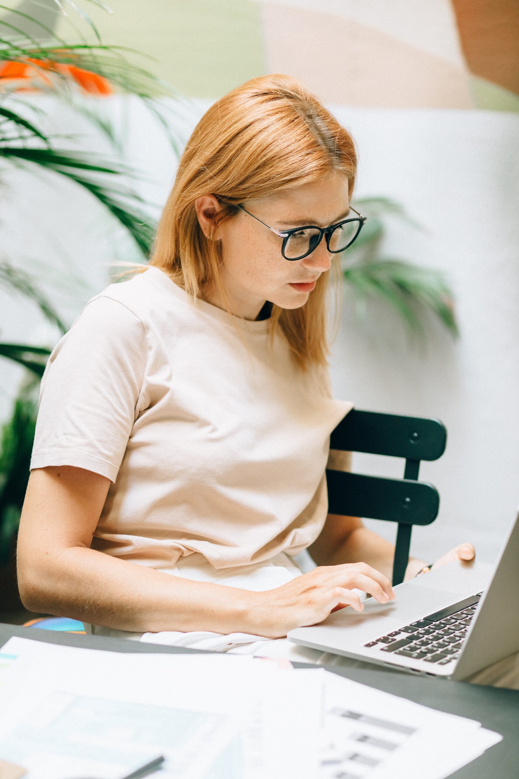 Woman on her computer paying a bill